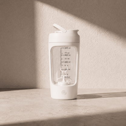 Shaker elettrico proteine VOORTIQ PRO colore bianco con miscelatore integrato