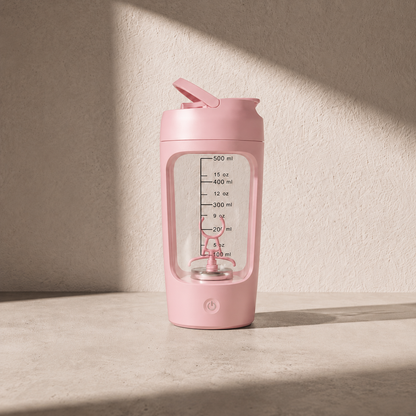 Shaker automatico proteine VOORTIQ PRO colore rosa per fitness e palestra